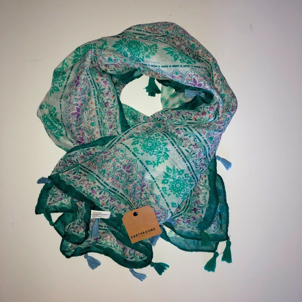 Boho large square tasseled scarf. 100% polyester